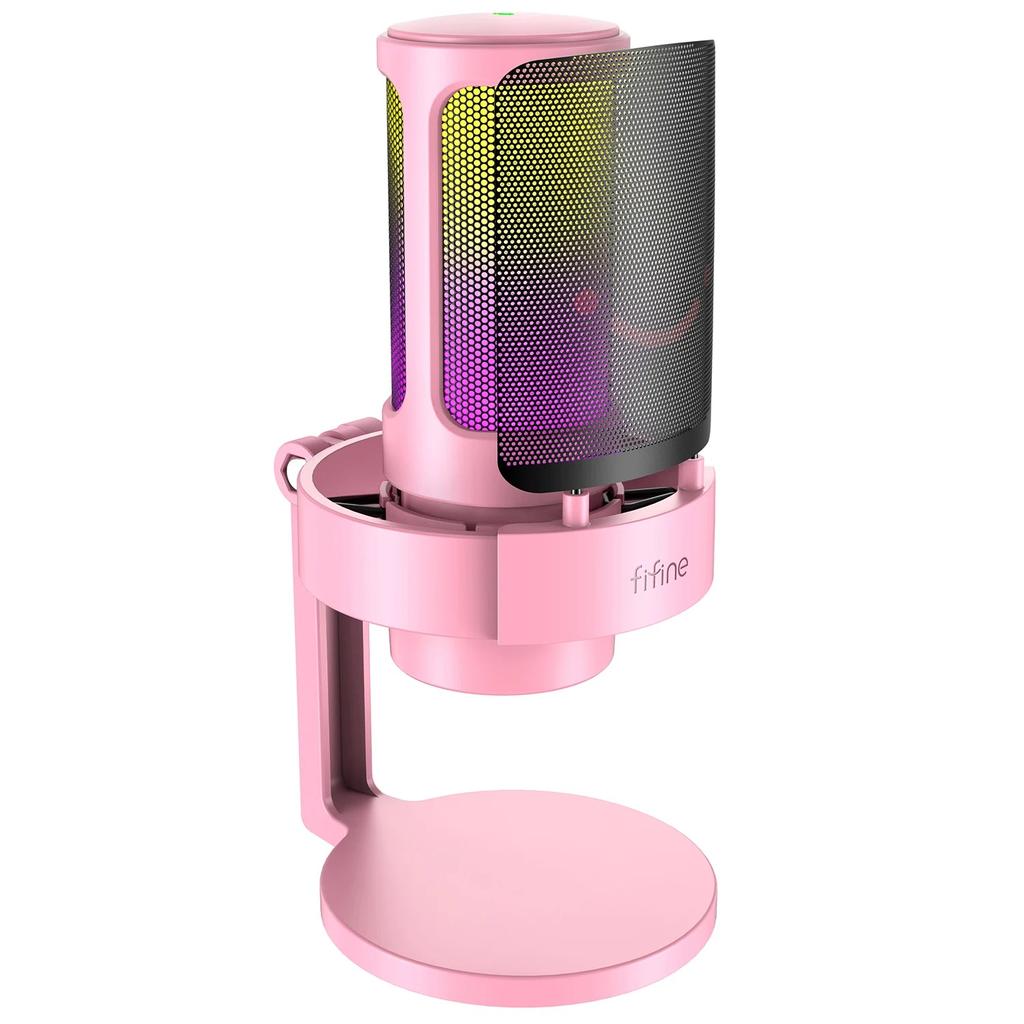 USB Microphone with Headphone Monitoring & RGB Lights pink by HitMyNeed