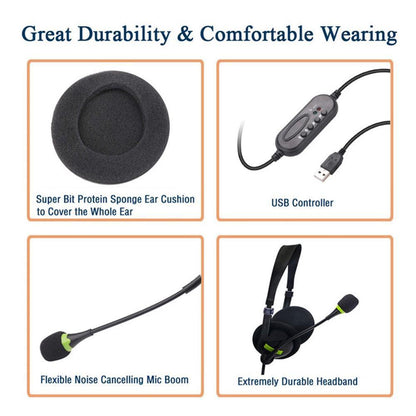 USB PC Headset with Noise-Cancelling Mic by HitMyNeed