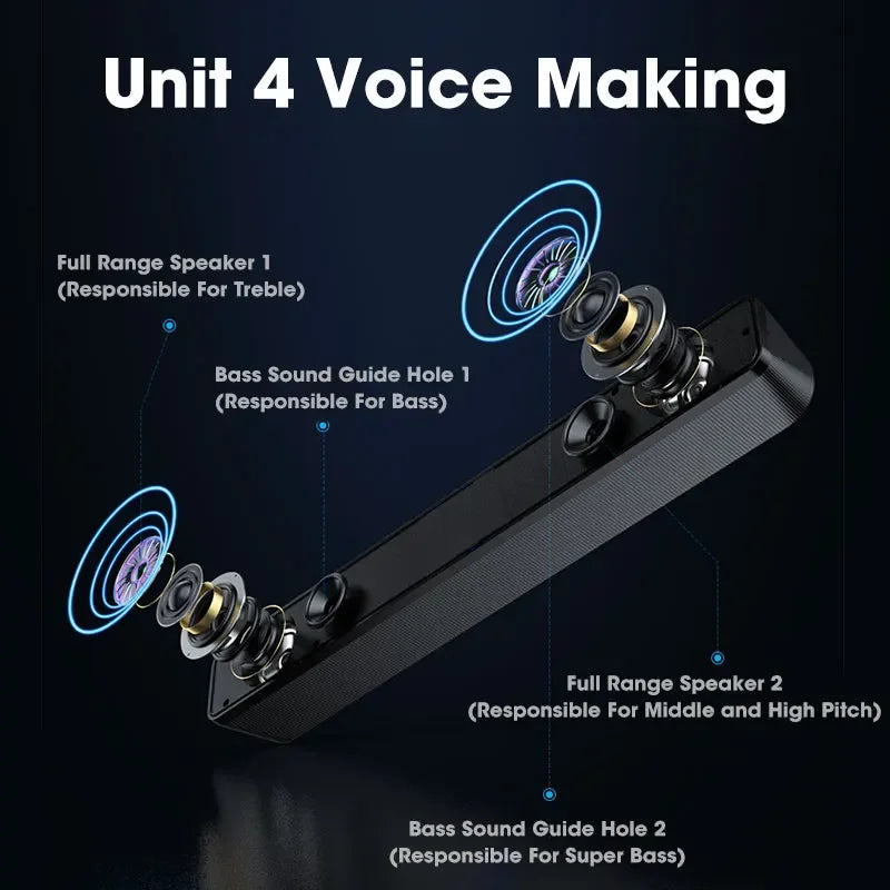 USB-Powered Bluetooth Soundbar for PC, TV & Laptop by HitMyNeed