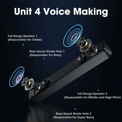USB-Powered Bluetooth Soundbar for PC, TV & Laptop by HitMyNeed