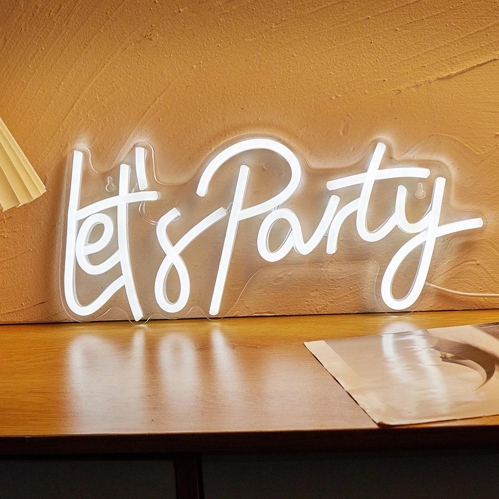 USB Powered Lets Party Neon Sign Light cold-white by HitMyNeed