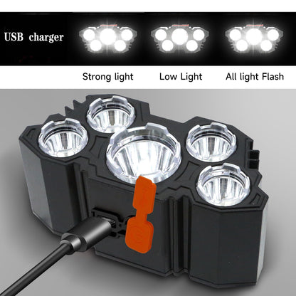 USB Rechargeable 5-LED Headlamp for Outdoor Use blue by HitMyNeed