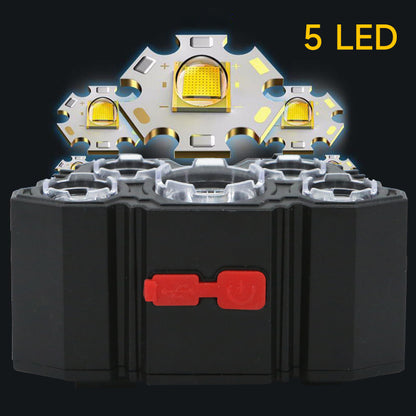 USB Rechargeable 5-LED Headlamp for Outdoor Use changeable by HitMyNeed