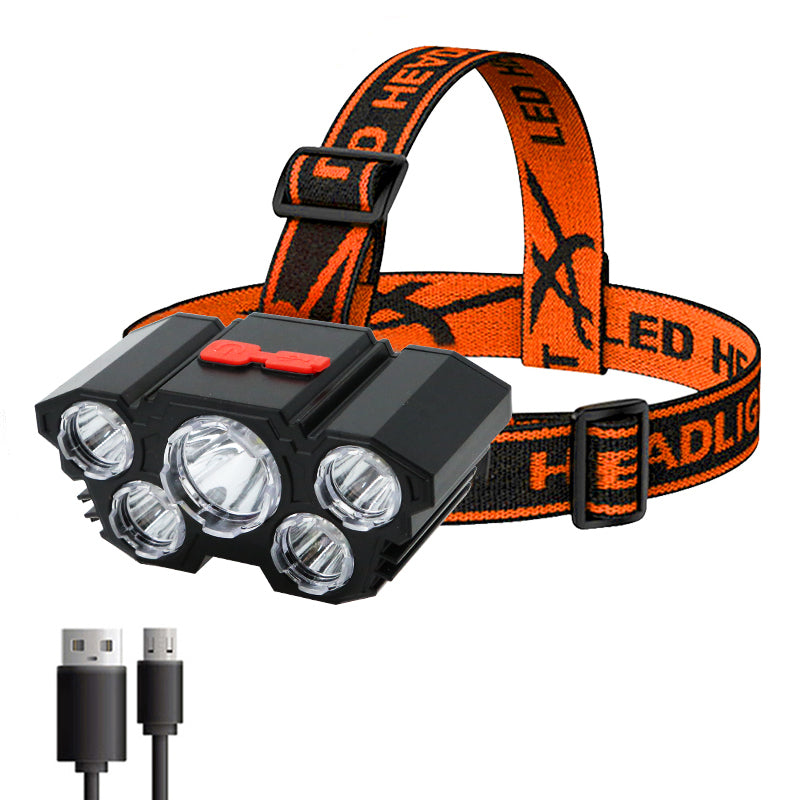 USB Rechargeable 5-LED Headlamp for Outdoor Use green by HitMyNeed