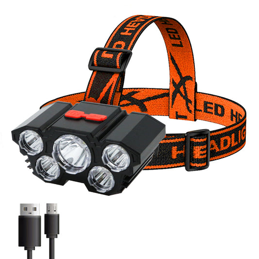 USB Rechargeable 5-LED Headlamp for Outdoor Use green by HitMyNeed