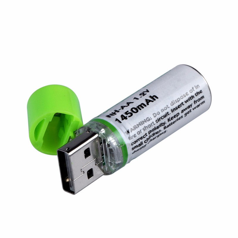 USB Rechargeable AA Batteries 1450mAh (2 Pack) by HitMyNeed