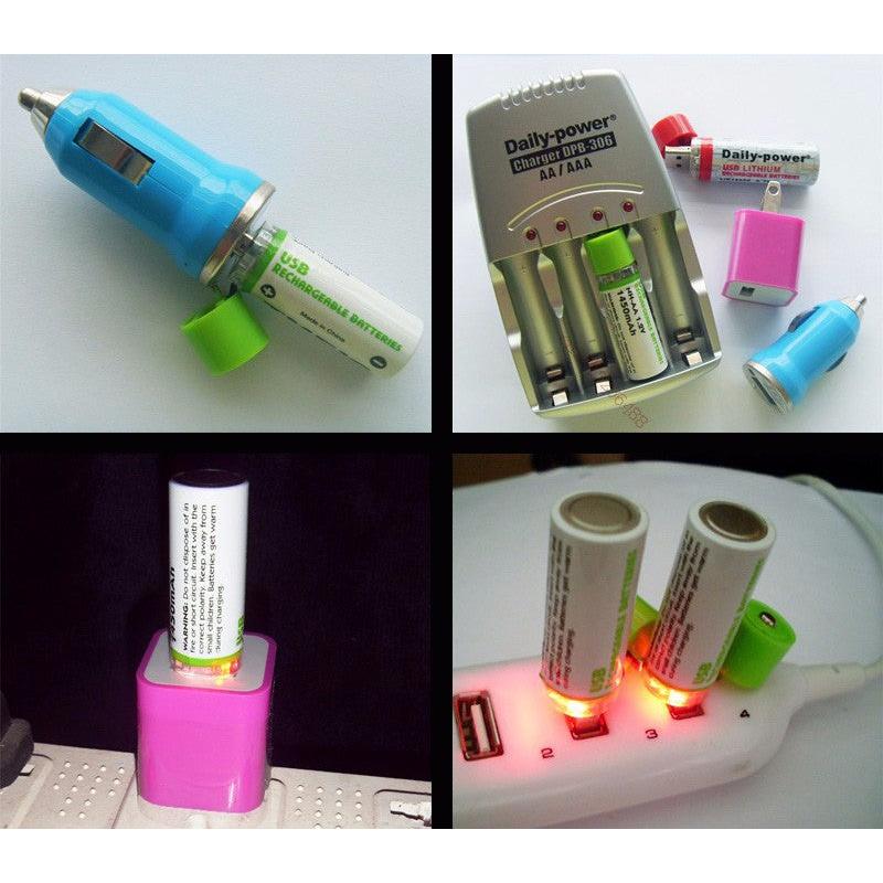 USB Rechargeable AA Batteries 1450mAh (2 Pack) by HitMyNeed