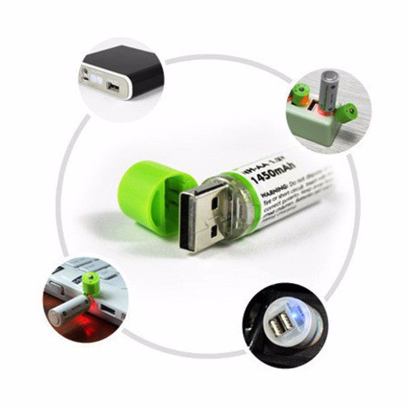 USB Rechargeable AA Batteries 1450mAh (2 Pack) by HitMyNeed