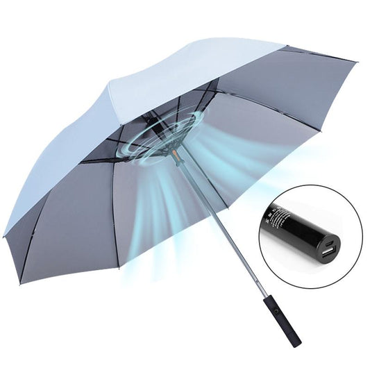 USB Rechargeable Fan Golf Umbrella with UV Protection by HitMyNeed