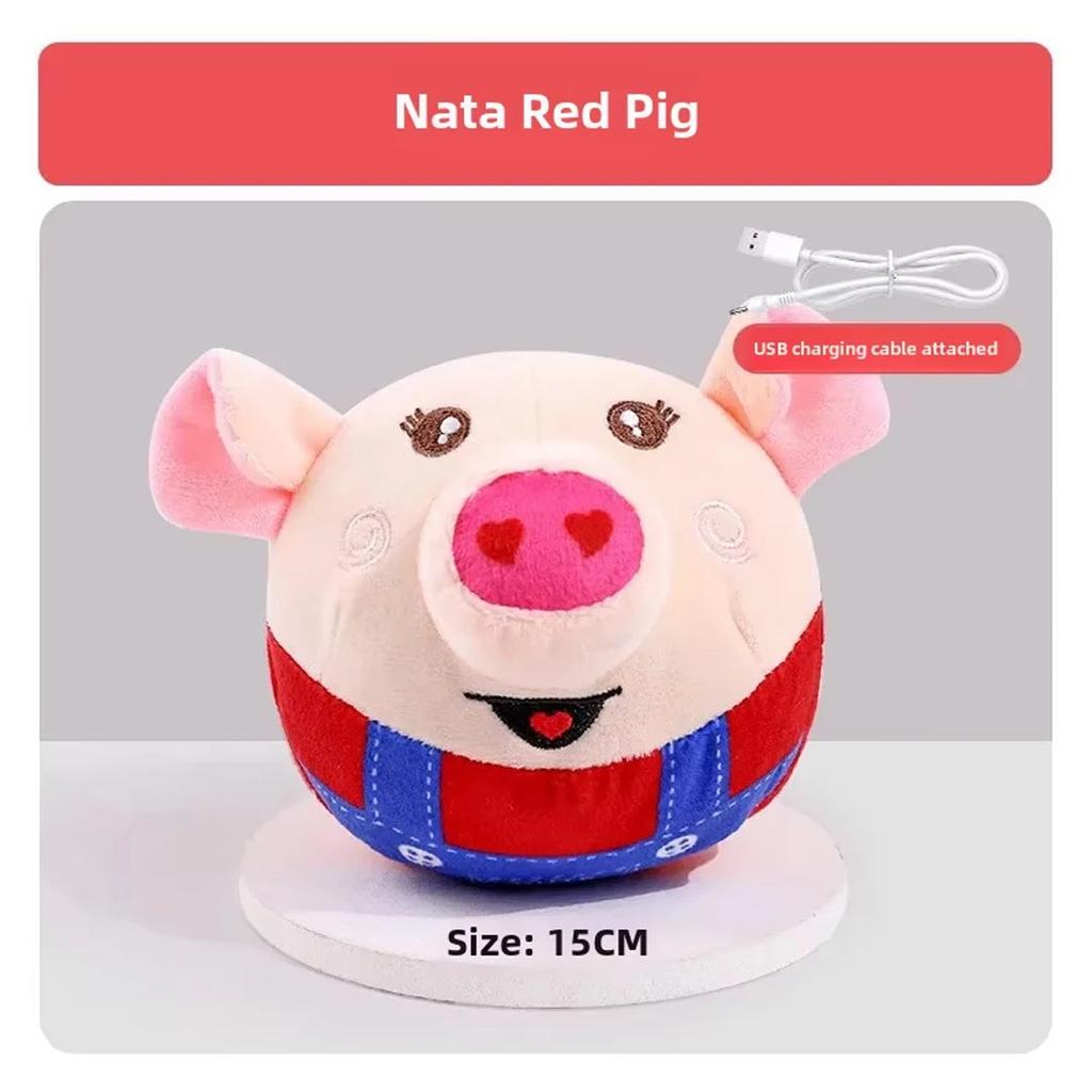 USB Rechargeable Interactive Plush Jumping Dog Ball nata-red-pig by HitMyNeed