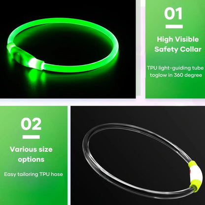 USB Rechargeable LED Dog Safety Collar Necklace by HitMyNeed