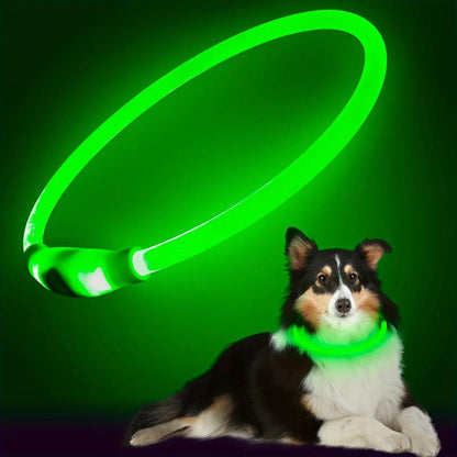 USB Rechargeable LED Dog Safety Collar Necklace green by HitMyNeed