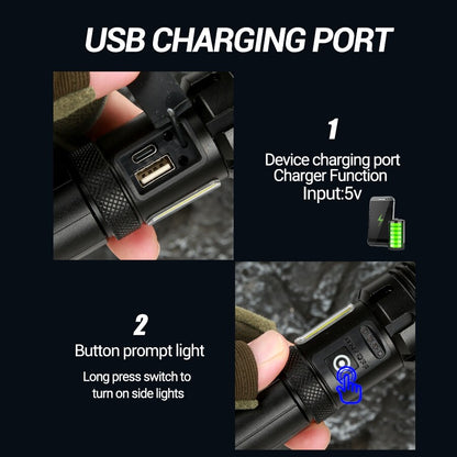 USB Rechargeable LED Flashlight with Power Bank by HitMyNeed
