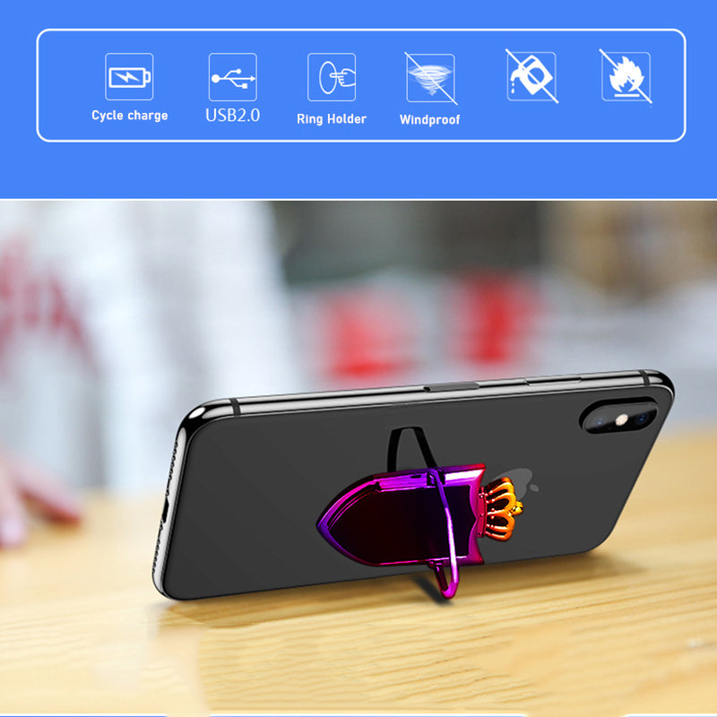 USB Rechargeable Phone Ring Lighter and Stand by HitMyNeed