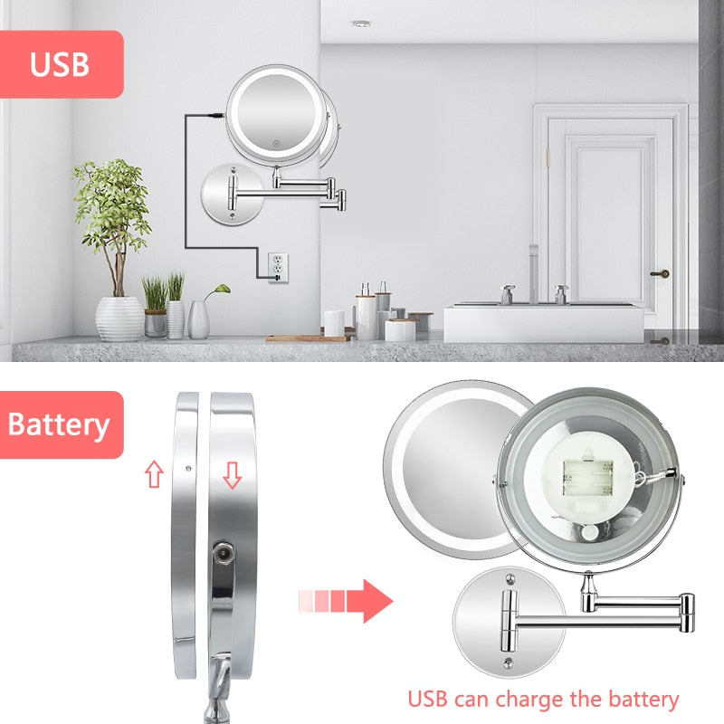 USB Rechargeable Wall Mounted Bathroom Mirror by HitMyNeed
