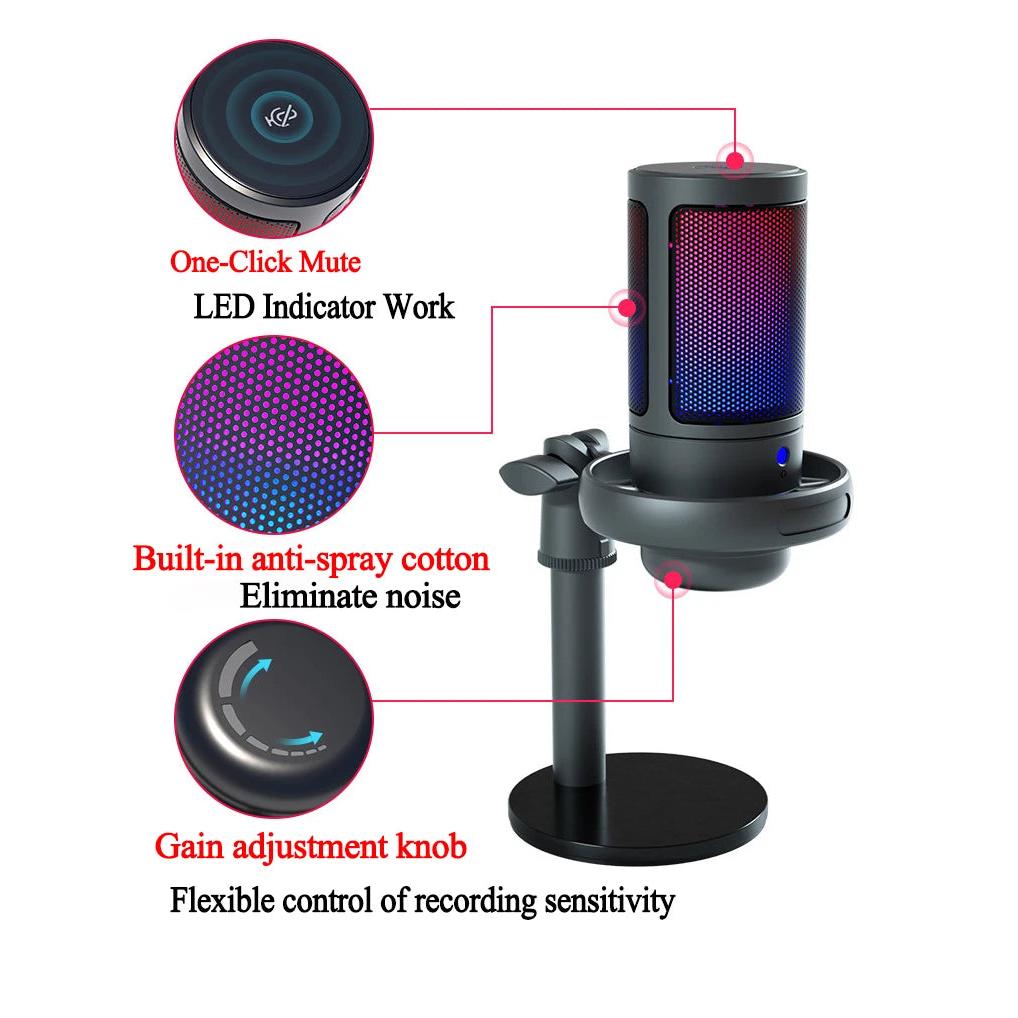 USB RGB Hypercardioid Microphone for PC & Mac by HitMyNeed