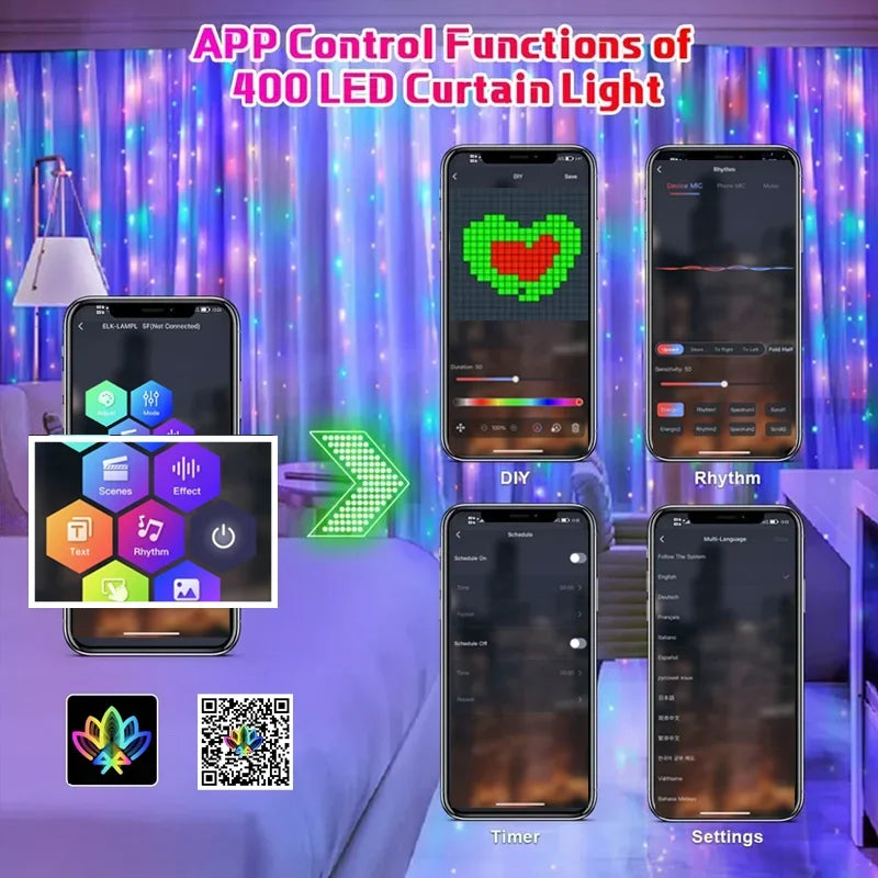 USB RGB Smart Curtain Lights with App & Music Sync by HitMyNeed