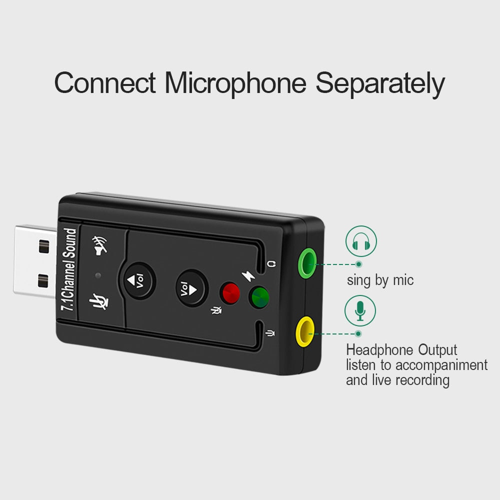 USB Sound Card Adapter with Virtual 7.1 Audio by HitMyNeed