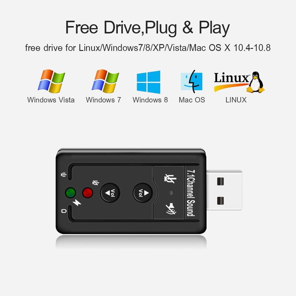 USB Sound Card Adapter with Virtual 7.1 Audio by HitMyNeed