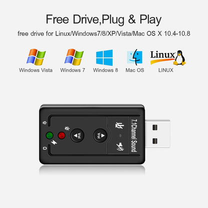 USB Sound Card Adapter with Virtual 7.1 Audio by HitMyNeed