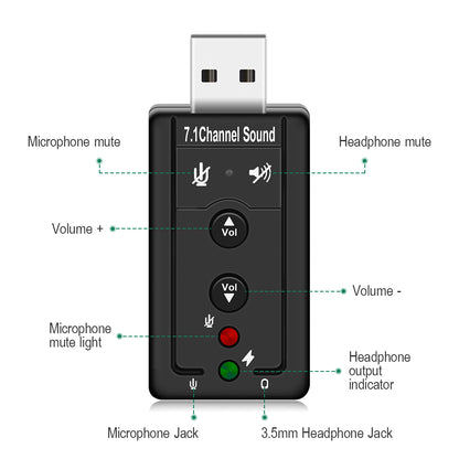 USB Sound Card Adapter with Virtual 7.1 Audio by HitMyNeed