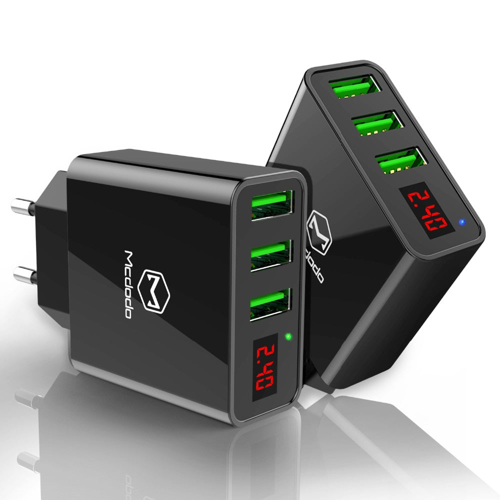 USB Wall Charger with 3 Ports and LED Display by HitMyNeed