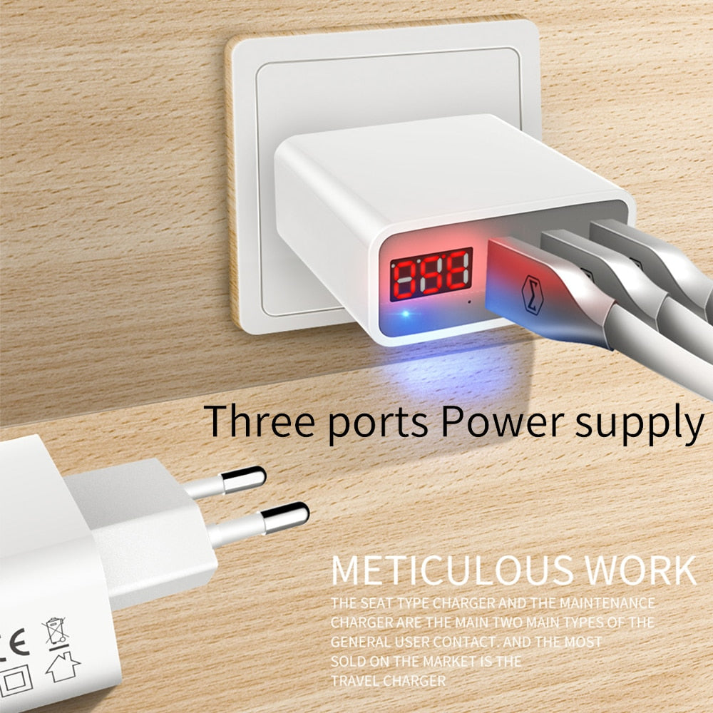 USB Wall Charger with 3 Ports and LED Display by HitMyNeed