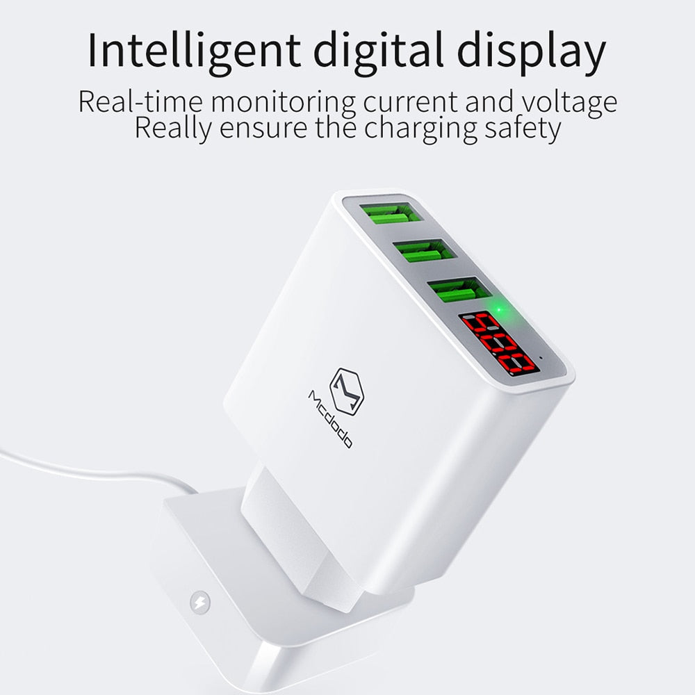 USB Wall Charger with 3 Ports and LED Display by HitMyNeed