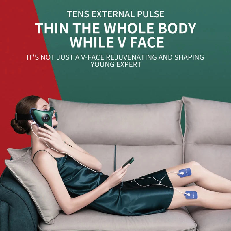 V-Shaped Facial Massager with TENS & Phototherapy by HitMyNeed