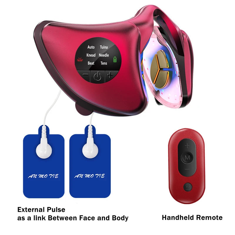 V-Shaped Facial Massager with TENS & Phototherapy red by HitMyNeed