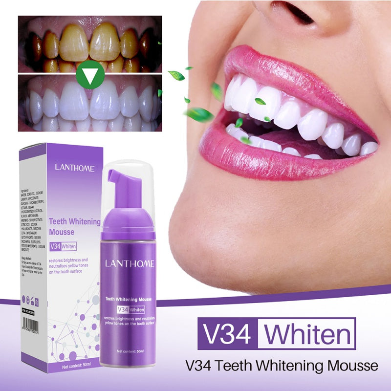 V34 Toothpaste Mousse Teeth Whitening 50ml by HitMyNeed