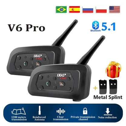 V6 Pro Bluetooth Motorcycle Intercom Headset 1200m by HitMyNeed
