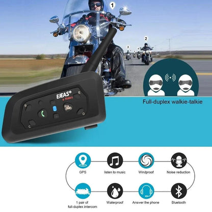 V6 Pro Bluetooth Motorcycle Intercom Headset 1200m by HitMyNeed
