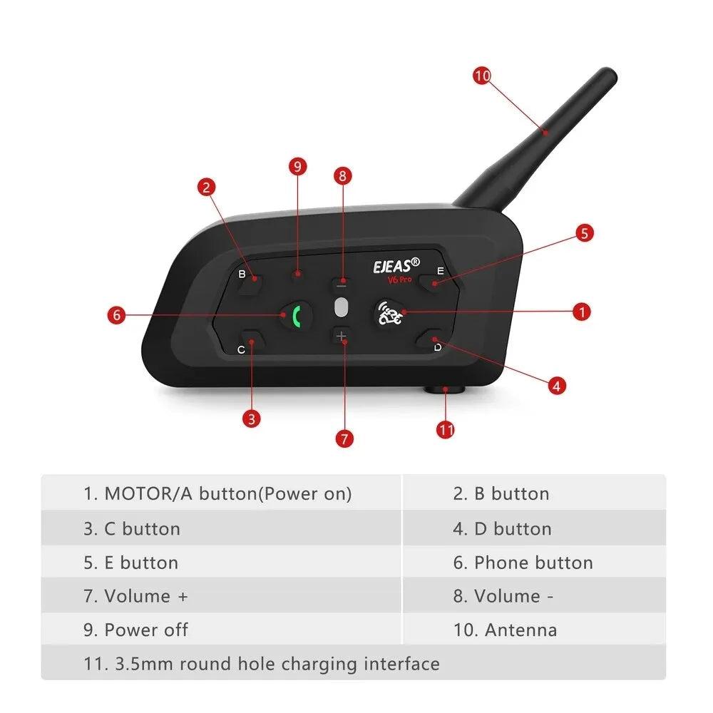 V6 Pro Bluetooth Motorcycle Intercom Headset 1200m by HitMyNeed