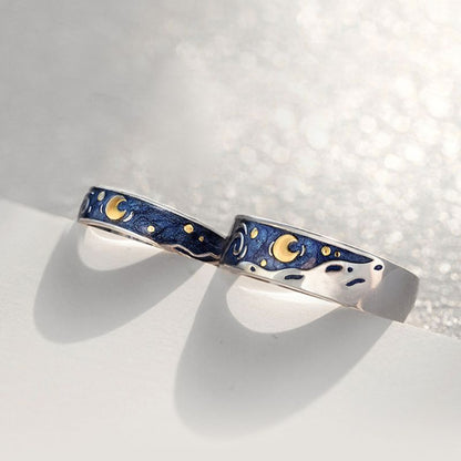 Van Gogh Starry Night Adjustable Open Ring by HitMyNeed