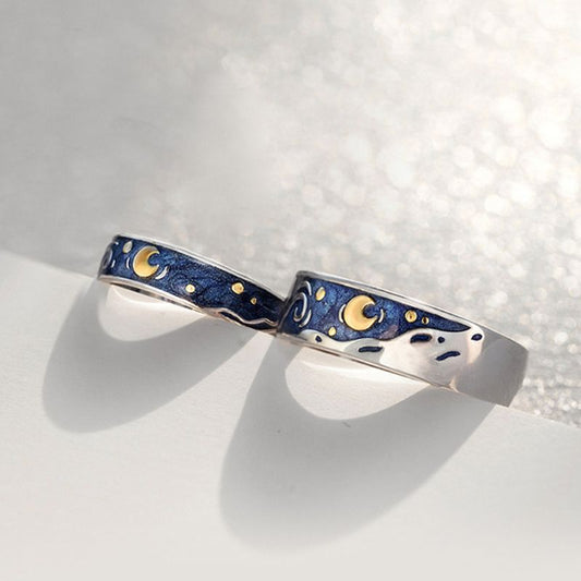 Van Gogh Starry Night Adjustable Open Ring by HitMyNeed