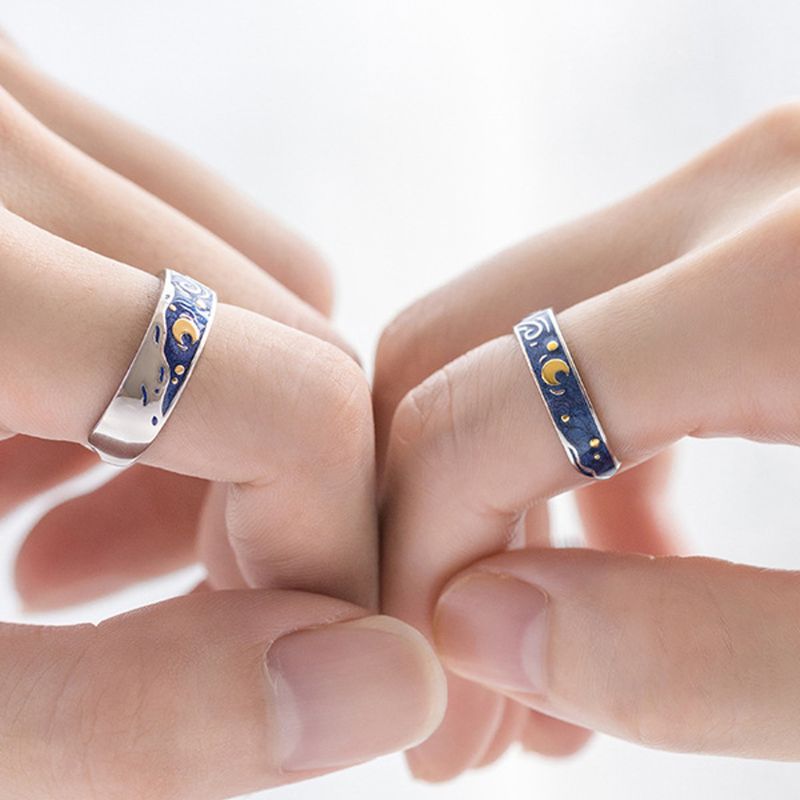 Van Gogh Starry Night Adjustable Open Ring by HitMyNeed