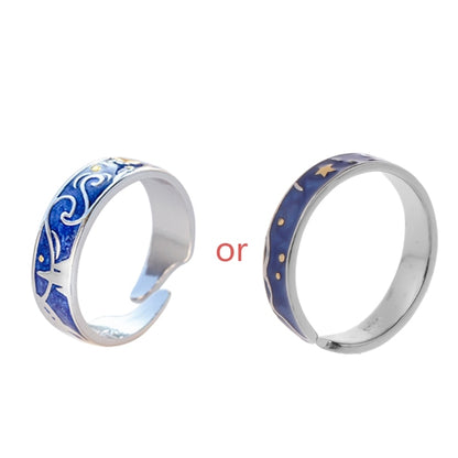Van Gogh Starry Night Adjustable Open Ring by HitMyNeed