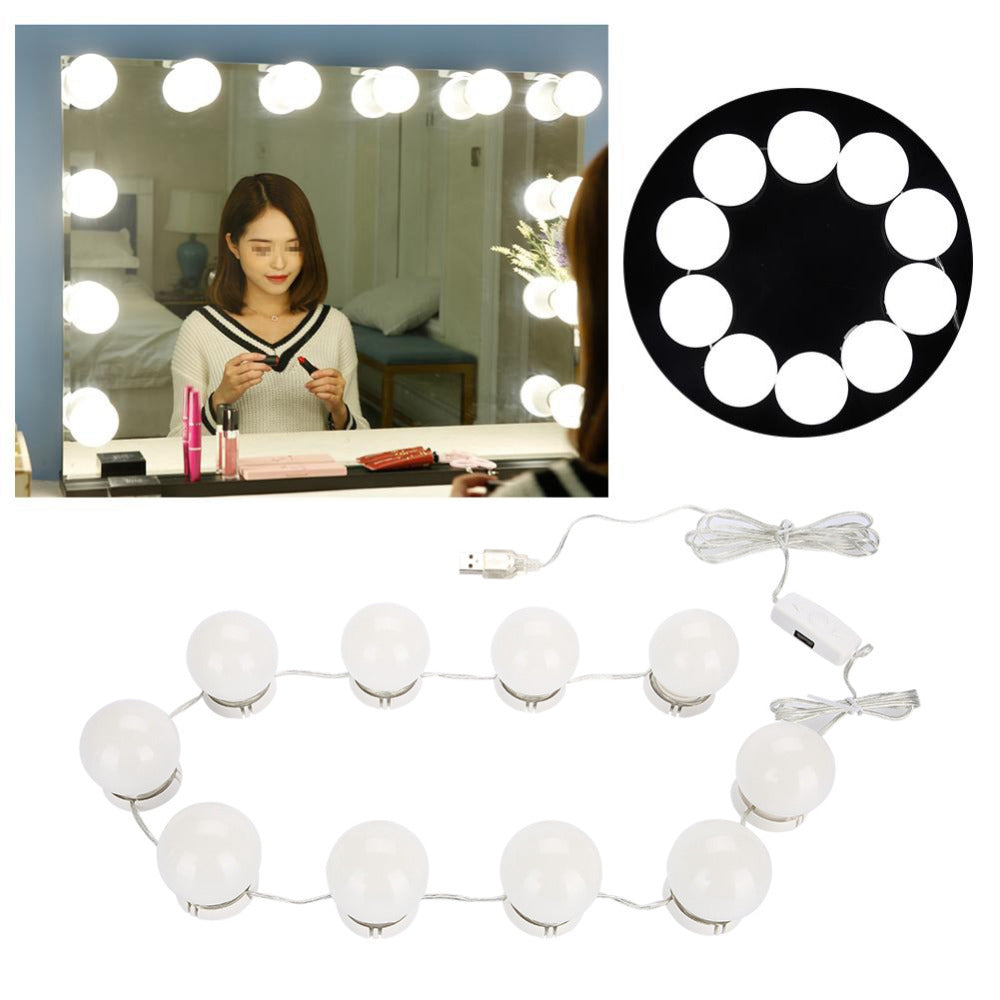 Vanity Mirror LED Light Bulb Strip (10 Bulbs, USB) by HitMyNeed