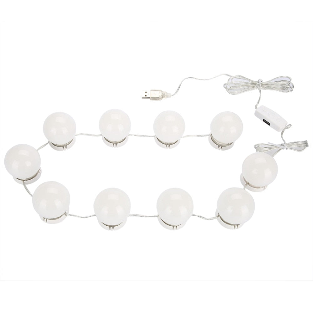 Vanity Mirror LED Light Bulb Strip (10 Bulbs, USB) by HitMyNeed