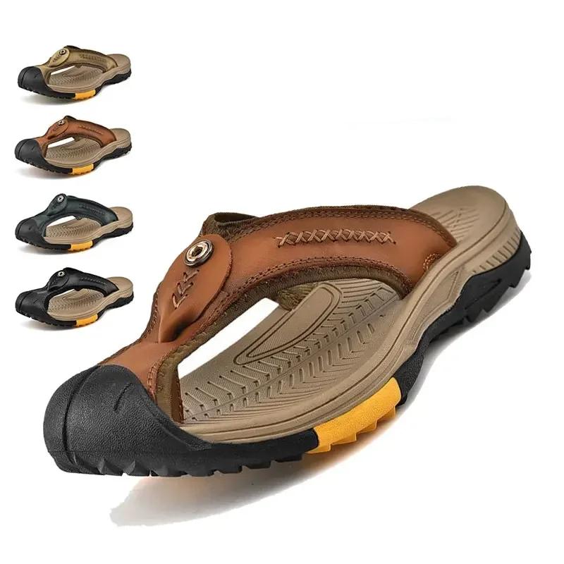 Vanmie Men's Genuine Leather Summer Sandals by HitMyNeed