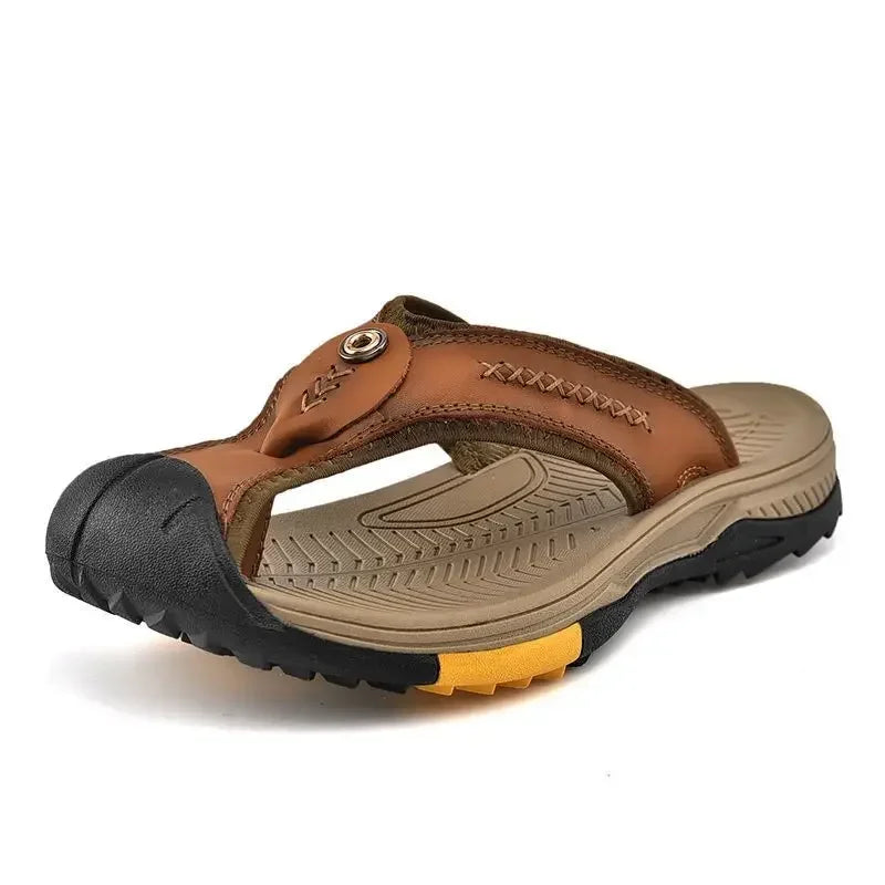 Vanmie Men's Genuine Leather Summer Sandals by HitMyNeed