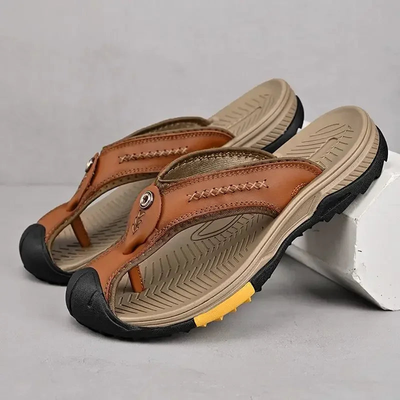 Vanmie Men's Genuine Leather Summer Sandals by HitMyNeed