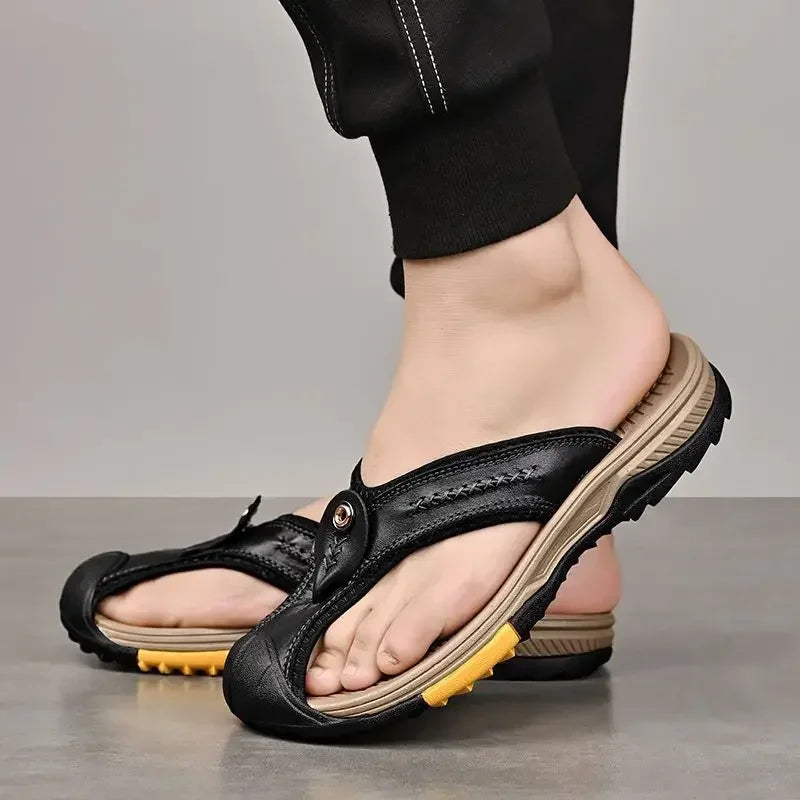 Vanmie Men's Genuine Leather Summer Sandals by HitMyNeed