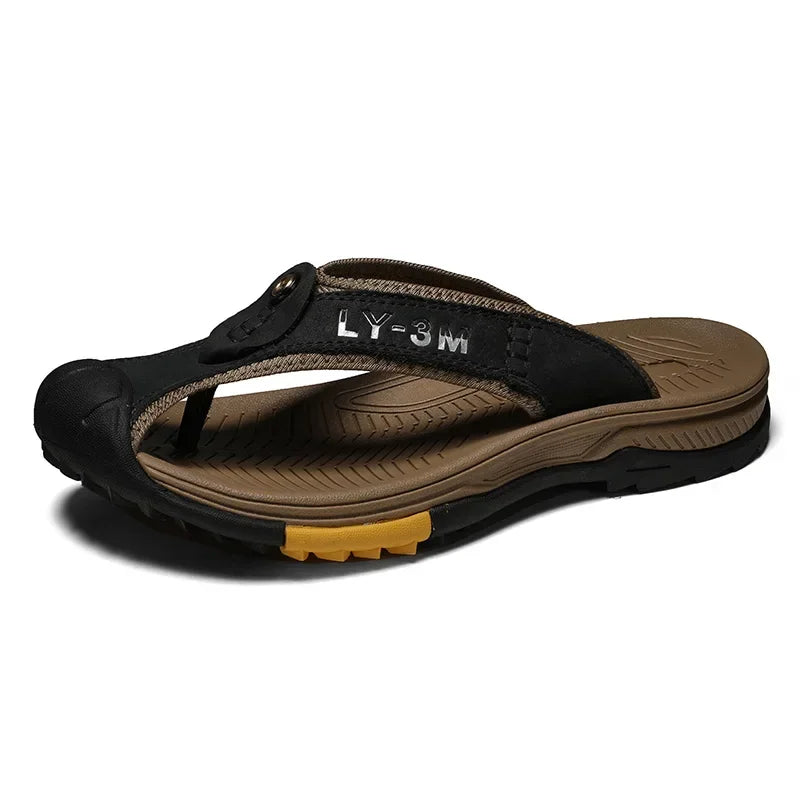 Vanmie Men's Genuine Leather Summer Sandals 7223-black 39.0 by HitMyNeed