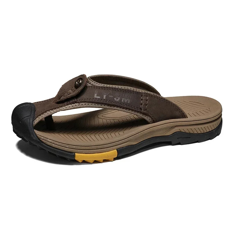 Vanmie Men's Genuine Leather Summer Sandals 7223-dark-brwon 44.0 by HitMyNeed