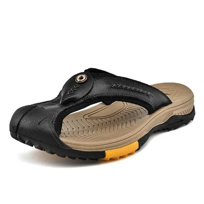 Vanmie Men's Genuine Leather Summer Sandals 7256-black 41.0 by HitMyNeed