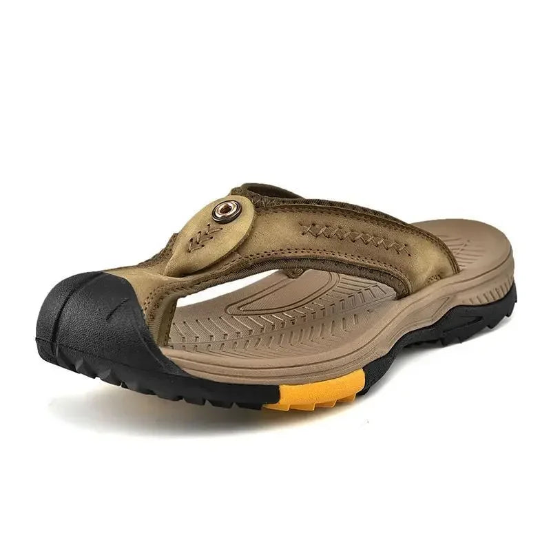 Vanmie Men's Genuine Leather Summer Sandals 7256-khaki 38.0 by HitMyNeed