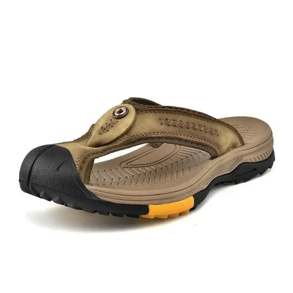 Vanmie Men's Genuine Leather Summer Sandals 7256-khaki 38.0 by HitMyNeed