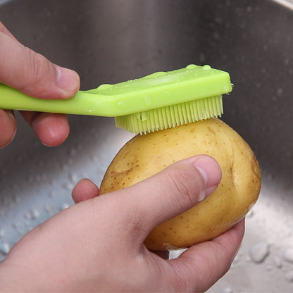 Vegetable Scrubber PVC Cleaning Brush with Handle by HitMyNeed